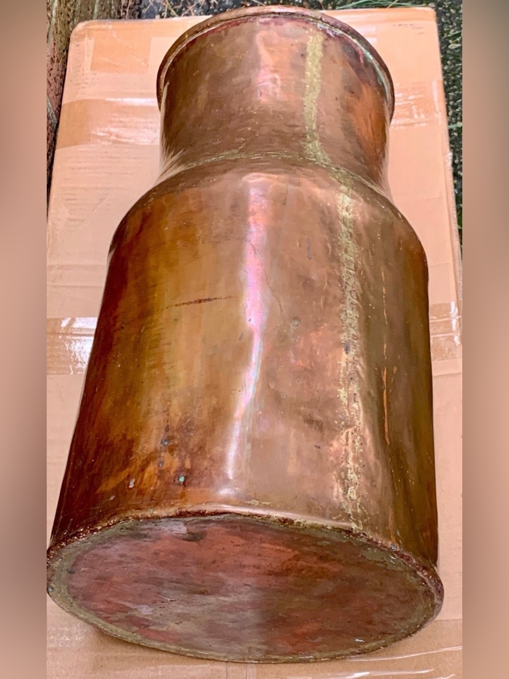 18th Century Antique Hammered Copper Brass Water Pitcher Vase Urn Jug - Picture 13 of 16